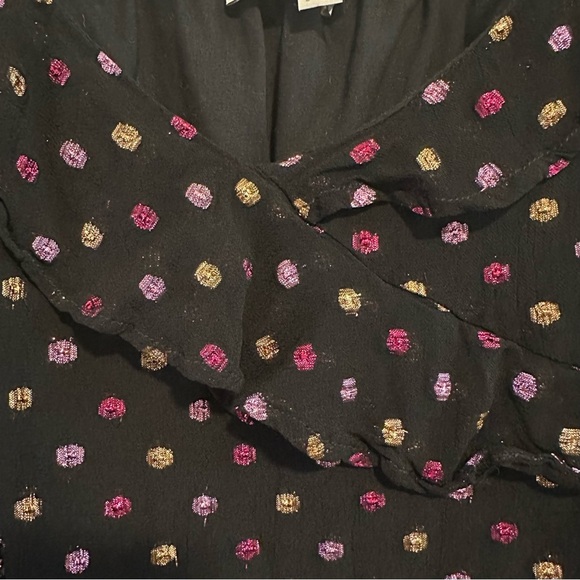 LOFT Women's Black Sheer Polka Dotted Tank Top Size Large - Picture 7 of 9